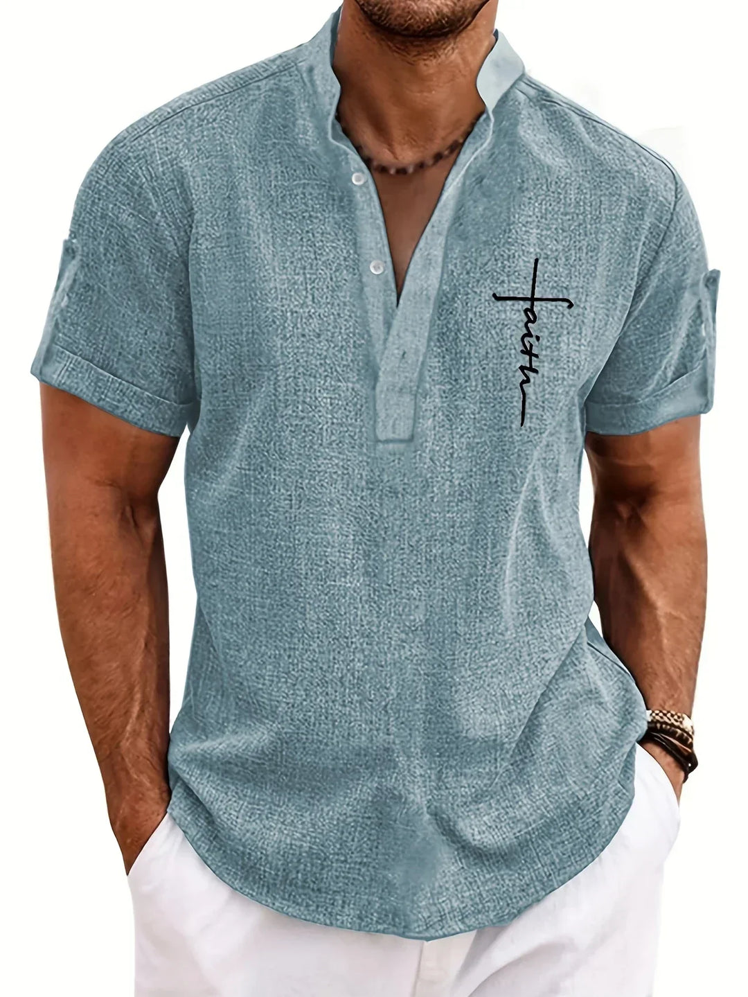 MARCEL | Chemise élégante à manches courtes et col montant