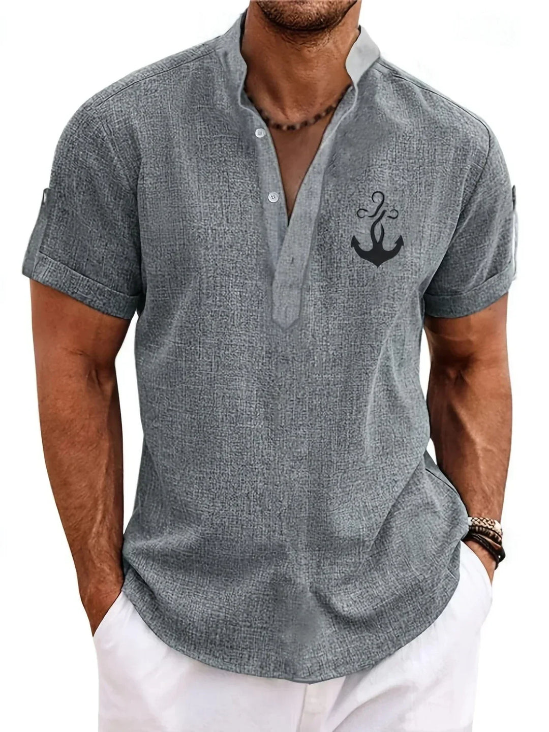 MARCEL | Chemise élégante à manches courtes et col montant