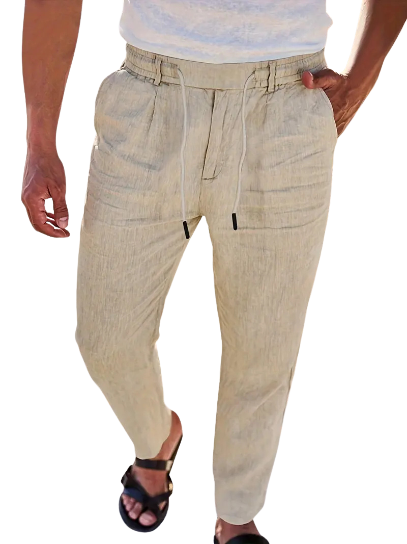 ANTOINE | Pantalon large en lin avec cordon