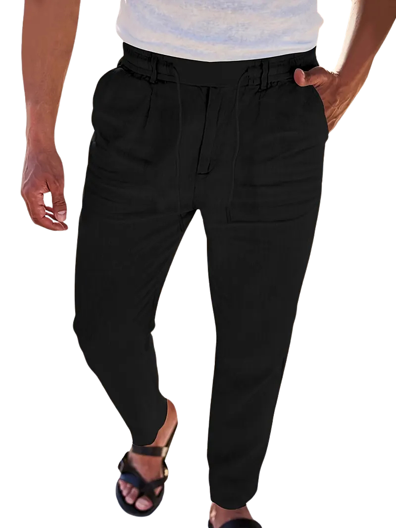 ANTOINE | Pantalon large en lin avec cordon