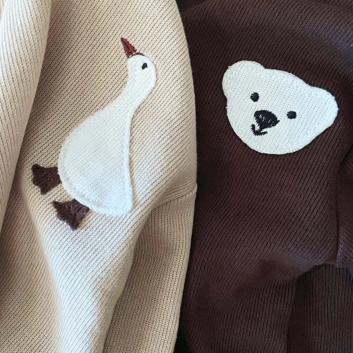 Schattige Baby Kledingset met Gans en Beer Print – Perfect voor Herfst en Lente