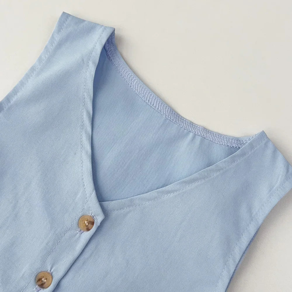 Zomerset voor Meisjes – Stijlvolle Tweedelige Outfit met Mouwloos Topje