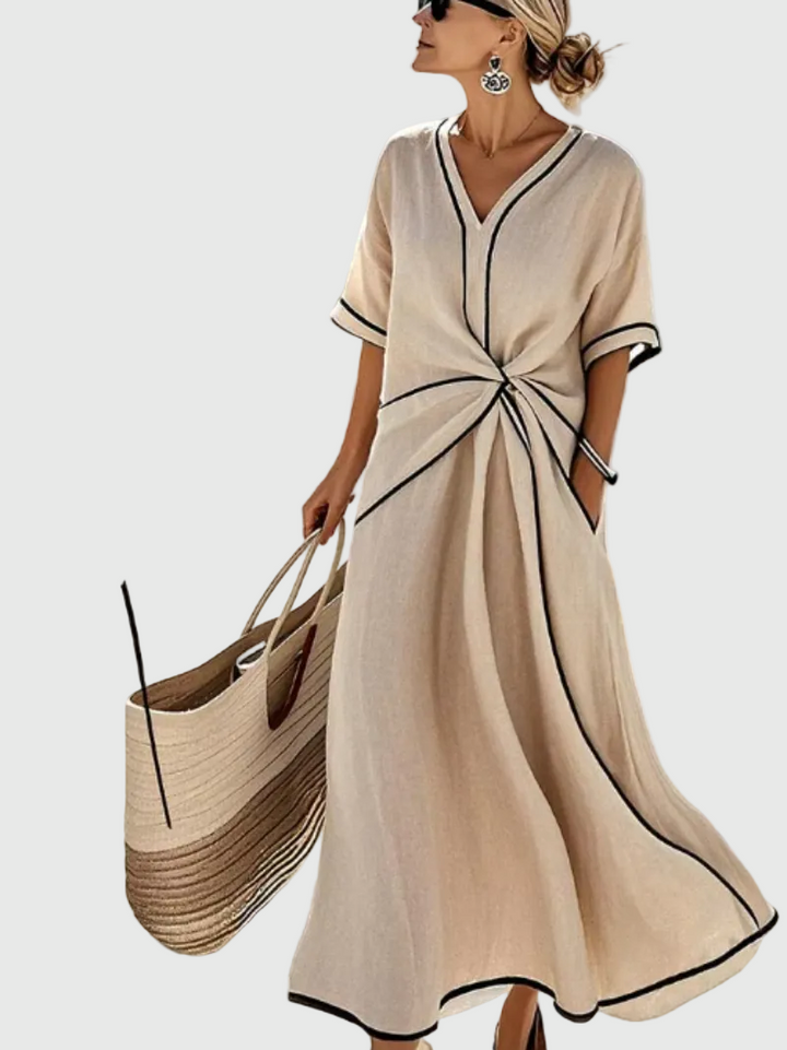 ZOÉ | Robe maxi côte drapée