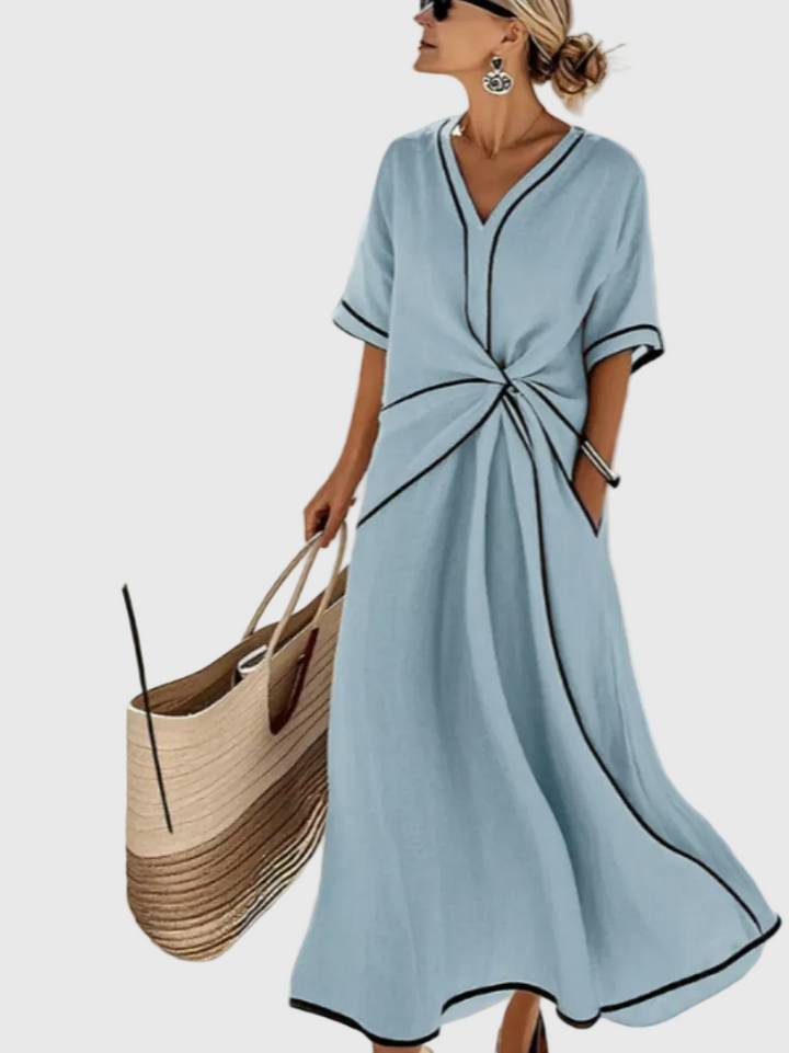 ZOÉ | Robe maxi côte drapée
