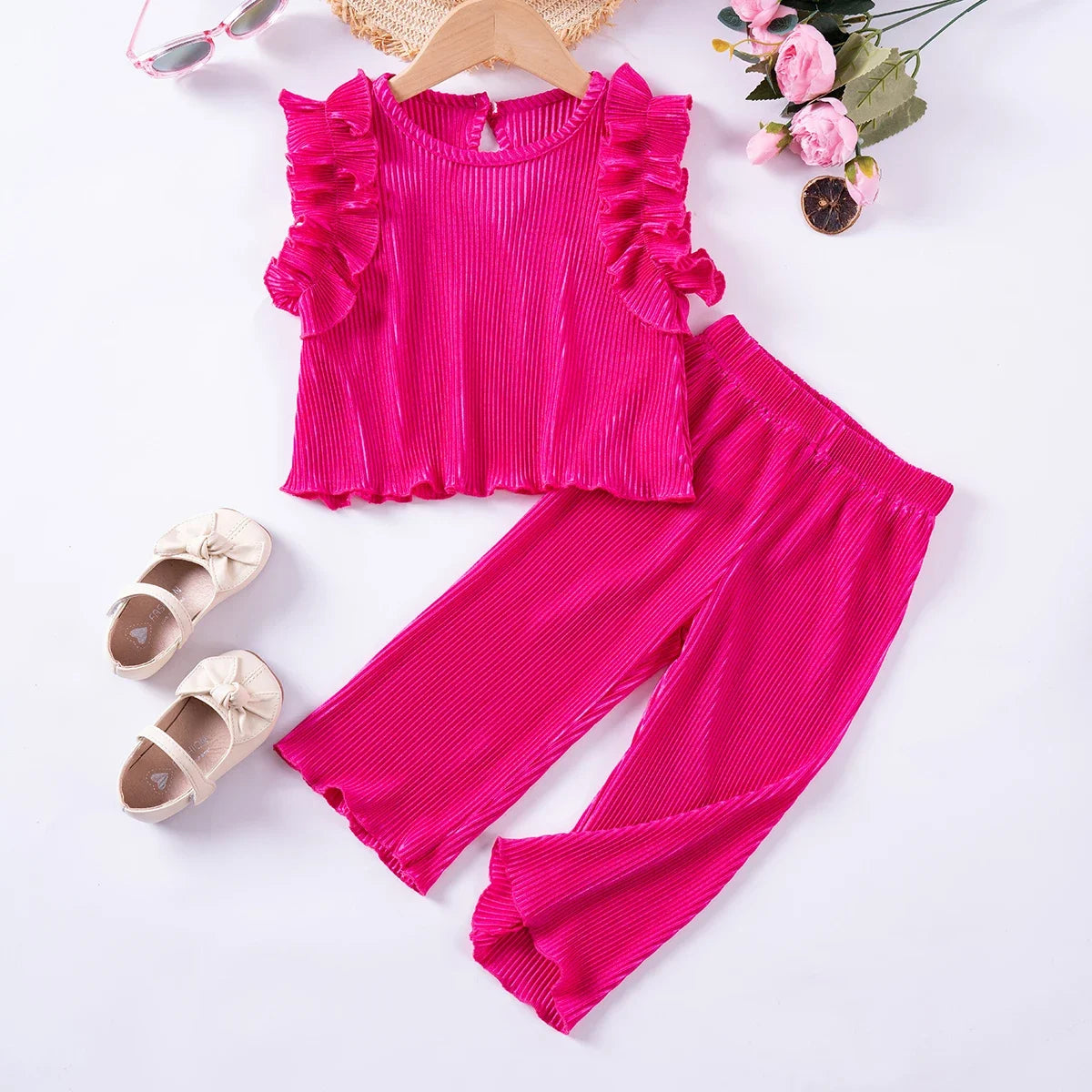 Luchtig Tweedelig Meisjes Setje – Zacht en Stijlvol voor de Zomer