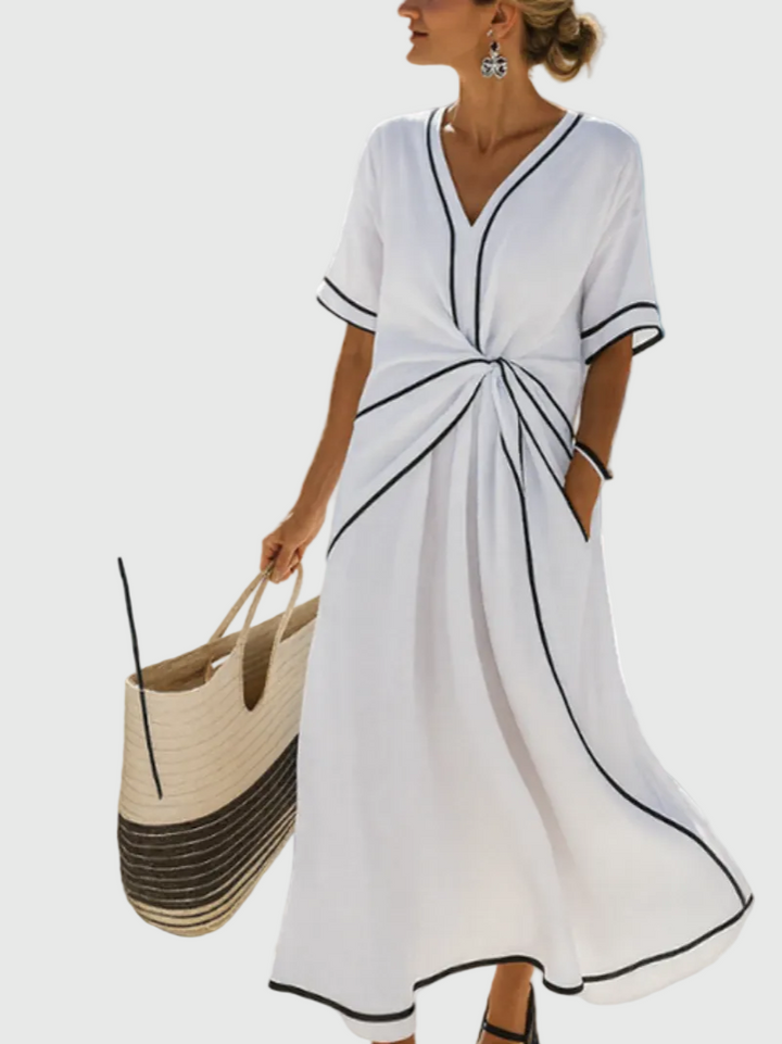 ZOÉ | Robe maxi côte drapée